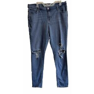 Levis Women Plus Size 16 W Demi Curve 721 High Rise Skinny Blue Distressed
